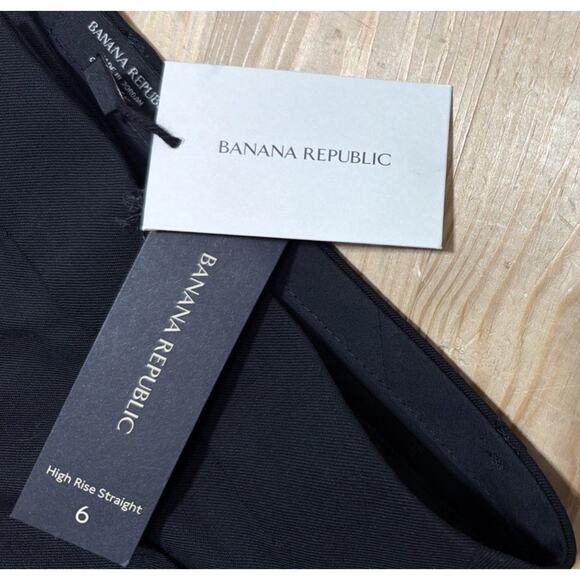 NWT Banana Republic High Rise Modern Straight Pant Black Italian Wool Size 6 - Picture 4 of 10